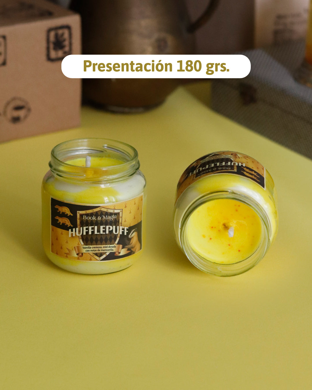 Vela inspirada en Hufflepuff 🐝